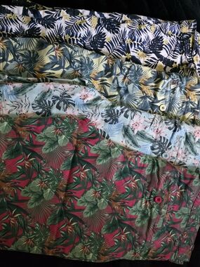 Men's Tropical Print Flat Front Shorts - Multi-Color